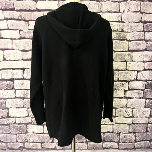 Karen Scott Black Hooded Cardigan Sweater Size L - Picture 6 of 9